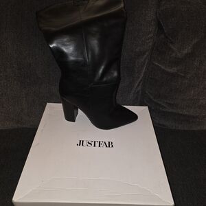 JustFab Women's Sleek Black Heeled Boots